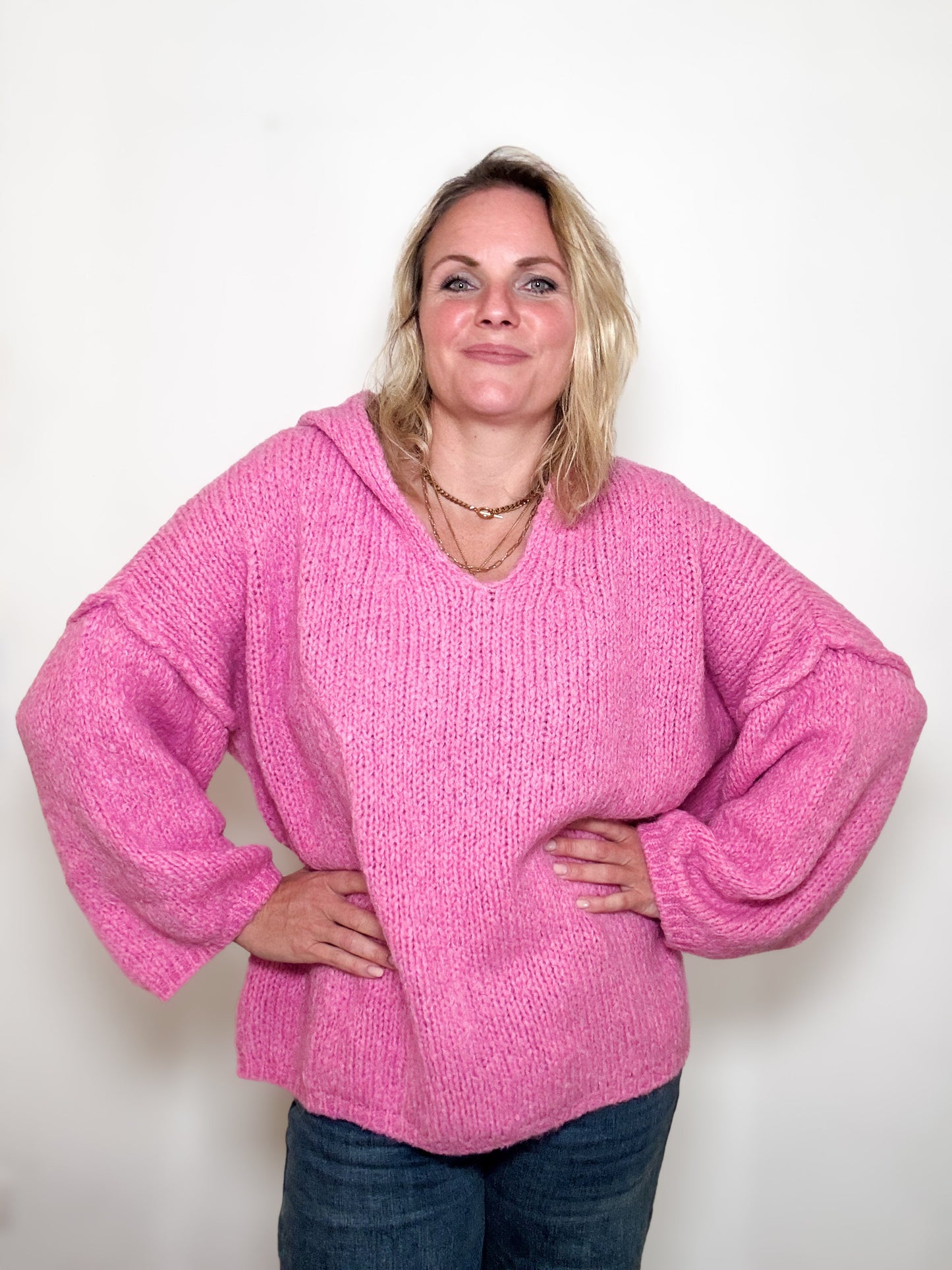 Strickpulli mit Kapuze