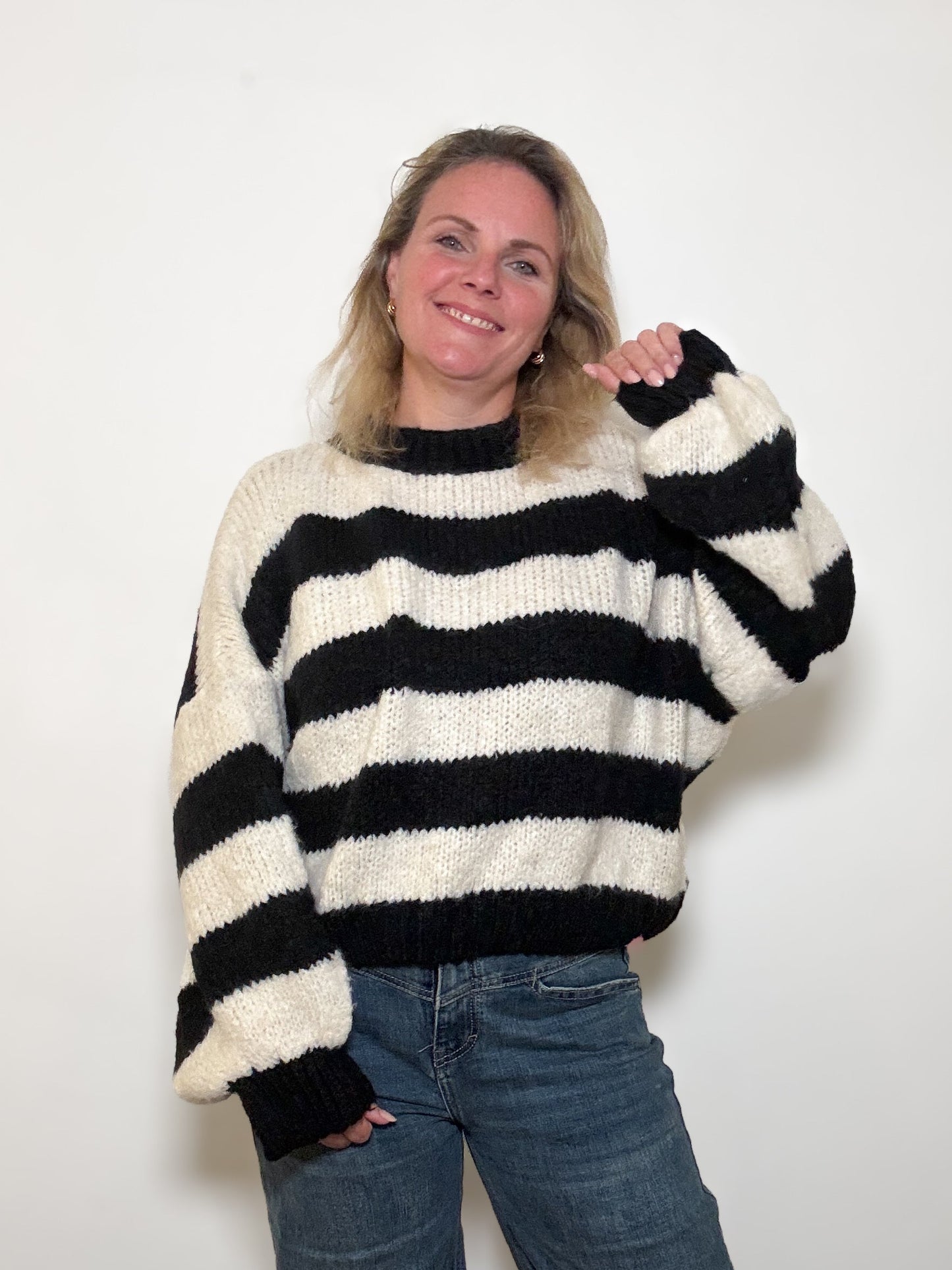 Oversize Strickpulli BLOCKSTREIFEN