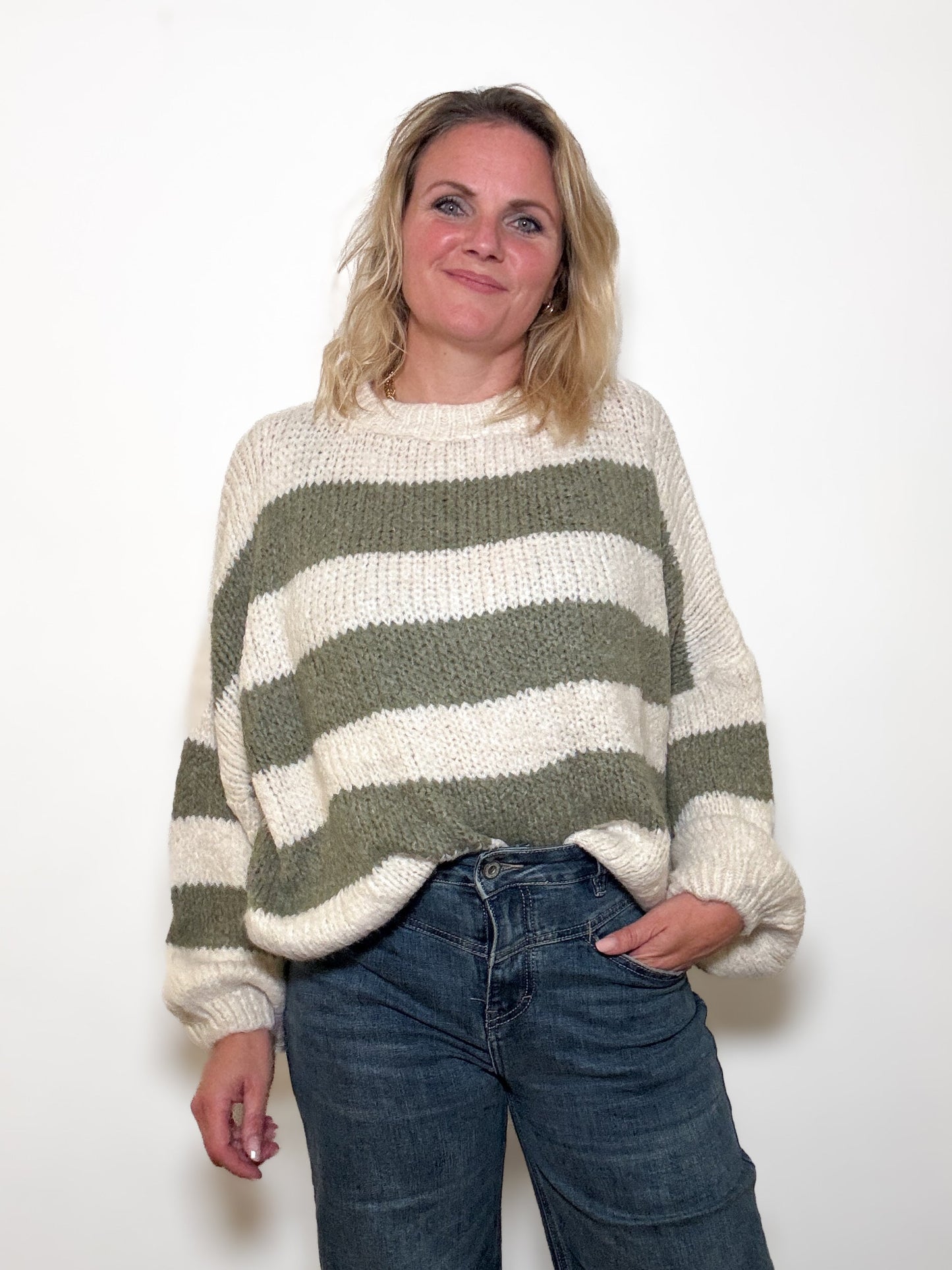 Oversize Strickpulli BLOCKSTREIFEN