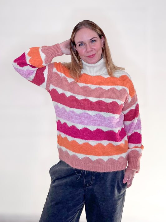 Strickpulli WELLEN, mit Rollkragen