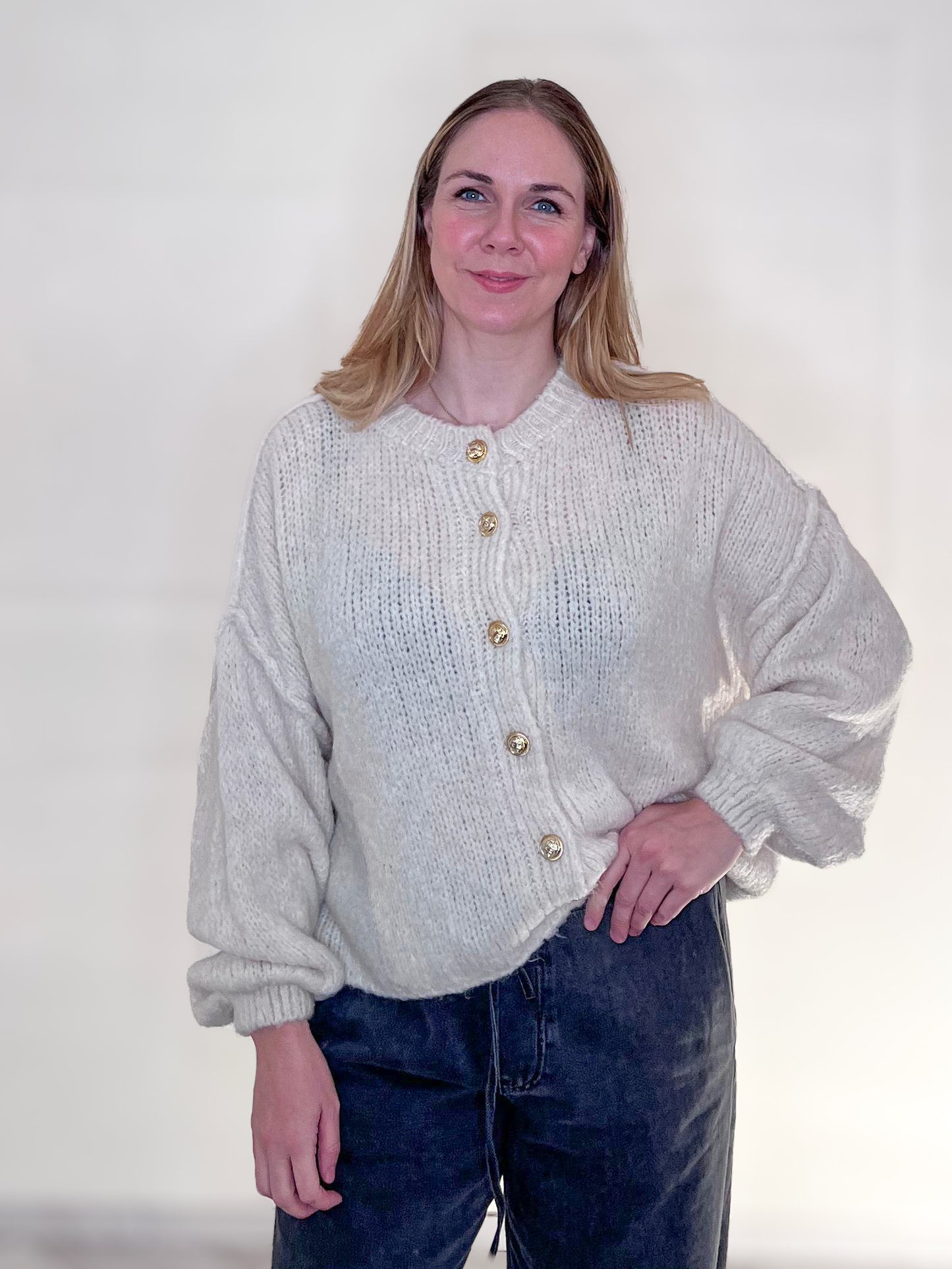 Strickjacke, elegant mit Knöpfen