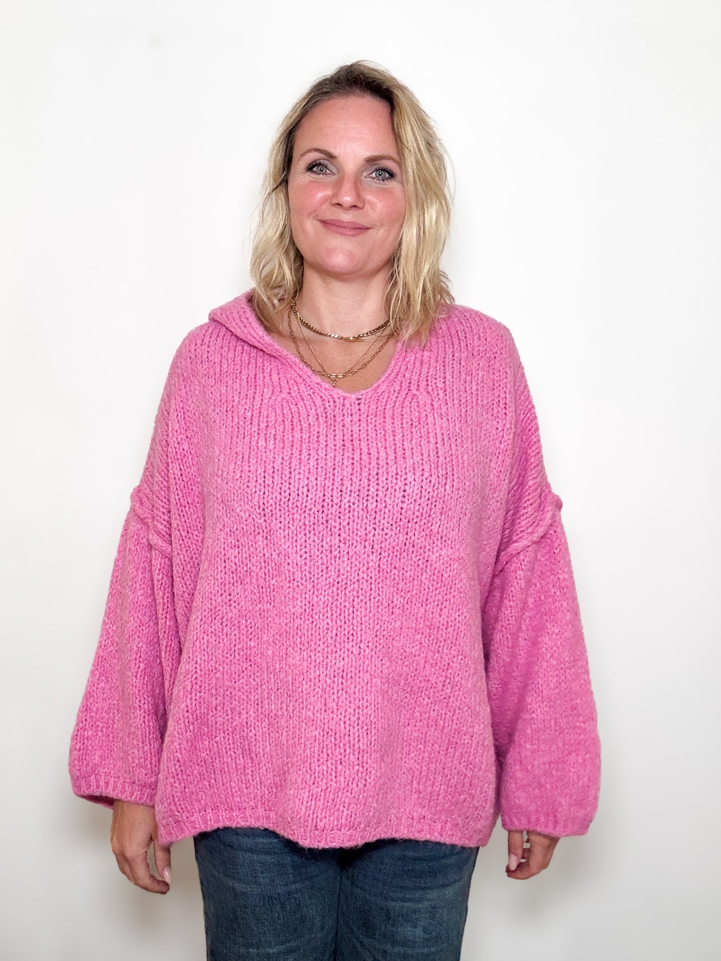 Strickpulli mit Kapuze