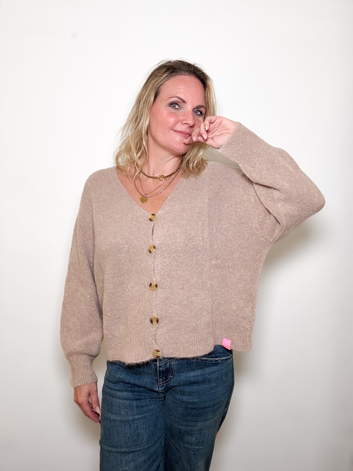 Feinstrickjacke mit Alpaka